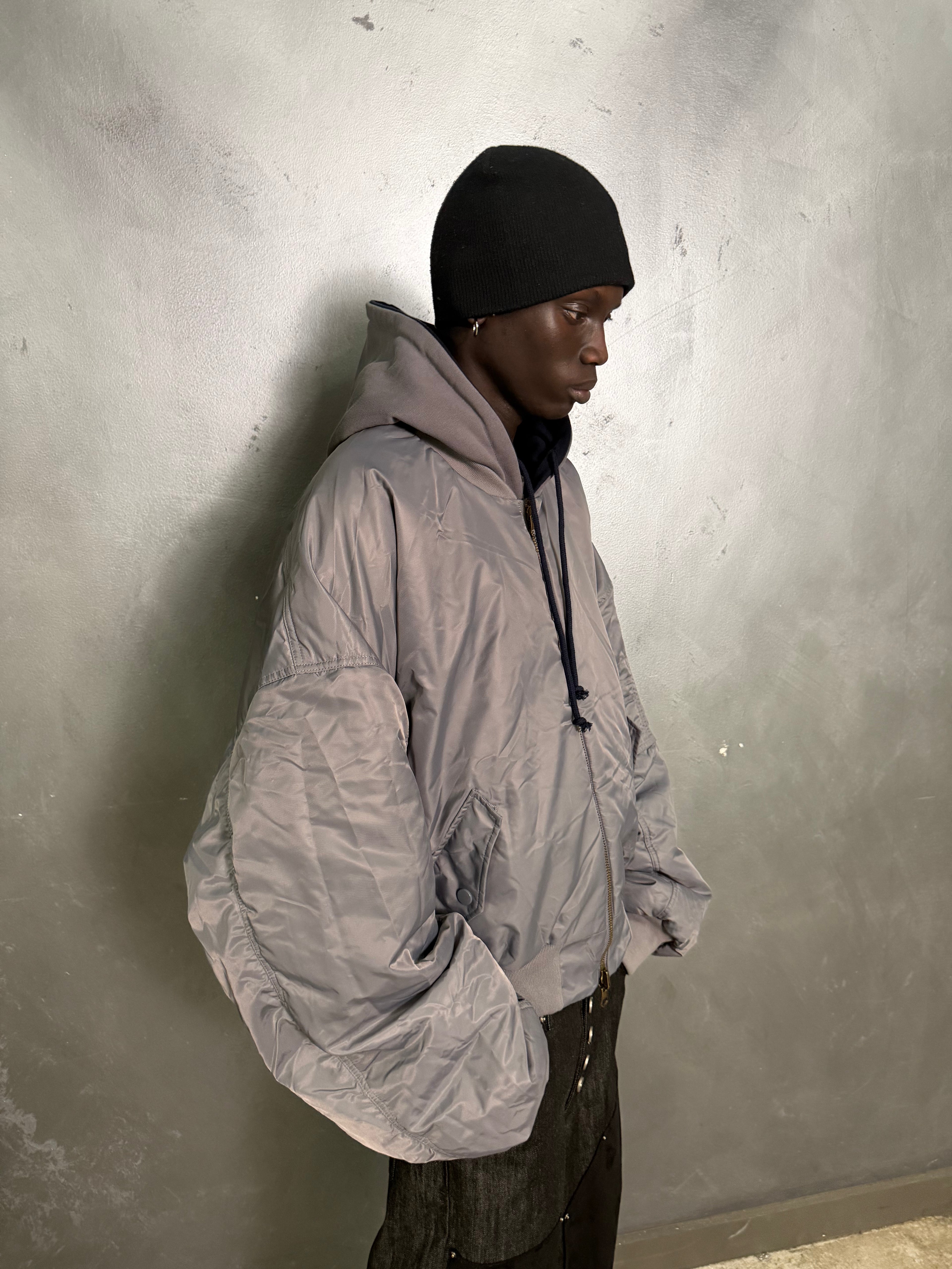 Reversible Bomber Jacket- Blue/Grey