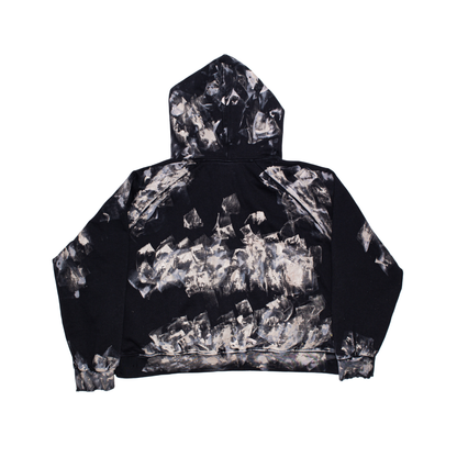 CLAY ZIP TRASHED HOODIE - BLACK