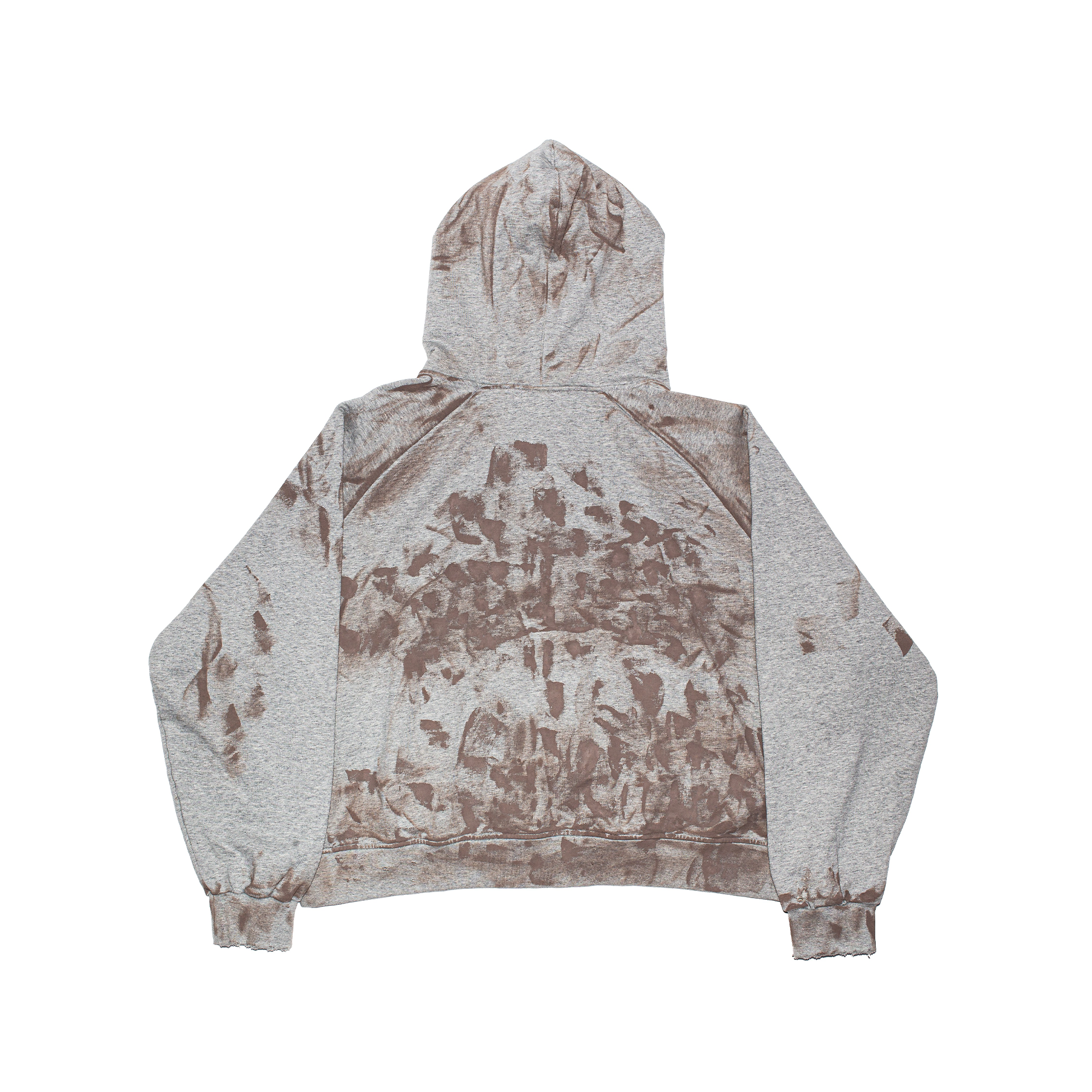 CLAY ZIP TRASHED HOODIE - BLACK